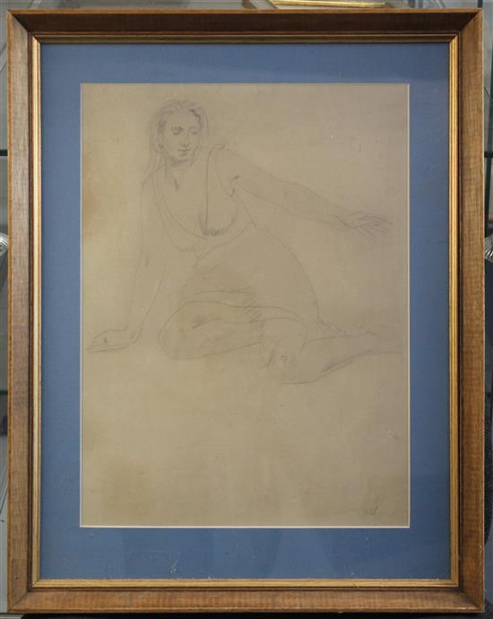 Dame Ethel Walker (1861-1951) Study of a kneeling woman, 16 x 12in.